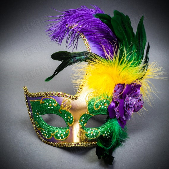 Feather Eye Mask Green Red Yellow Masks Unisex Feather Eye Mask Green Red Yellow Masks Unisex