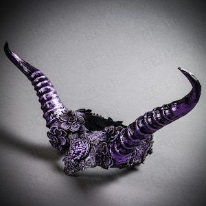 Black Purple Gothic Devil Animal Wide Long Horn Head Dress Piece | Halloween Costume Party Cosplay Women Headband Head Dress