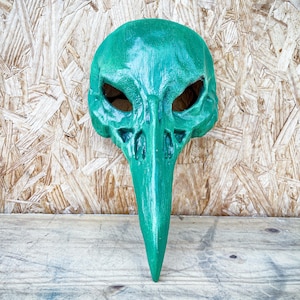 Scary Halloween Masquerade Mask, Long Nose Bird Beak Raven CrowS kull Mask, Plague Doctor Steampunk Bird Skull Horror Cosplay - Green