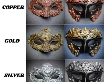 Silver Couple Masquerade Wedding Ball Mask, Venetian Masqquerade Ball Mask for Men and Women,