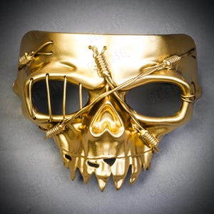Halloween Skull Steampunk Cyberpunk Mask Costume Masquerade, Pirate Half Face Skeleton Skull Mask Cosplay Steampunk Style Party Masquerade