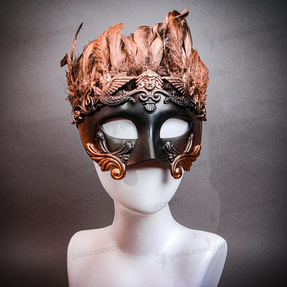 ベネチアン男女兼用仮面舞踏会マスク | 羽根飾り仮面舞踏会マスク