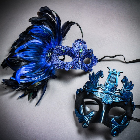 2 Masques De Bal Vénitiens - Dentelle Noire Pour Soirée Carnaval Mascarade