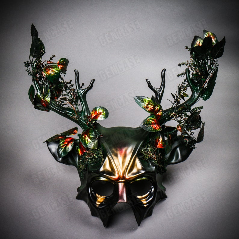 Devil Deer Rack Forest Themed Devil Animal W/ Deer Horns Masquerade Halloween Costume ...