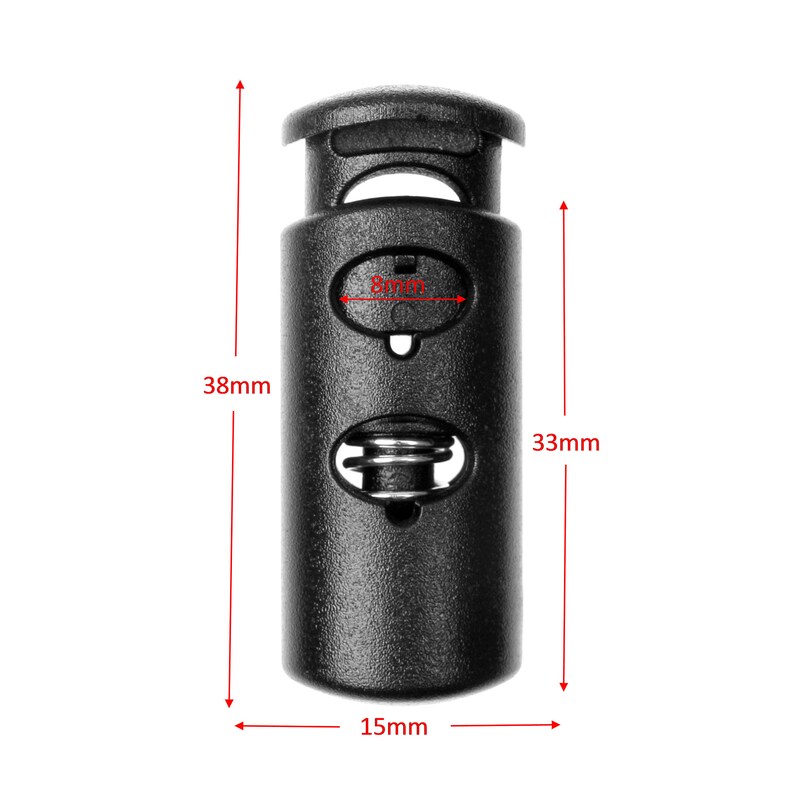 Rope Buckle Spring Buckle Cord Toggle Lock 20pcs Black Plastic Barrel Toggle Cord Lock Double Hole Cord Stopper
