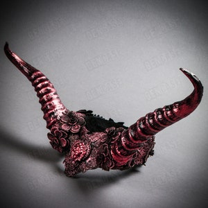 Black Red Gothic Devil Animal Wide Long Horn Head Dress Piece | Halloween Costume Party Cosplay Women Headband Head Dress