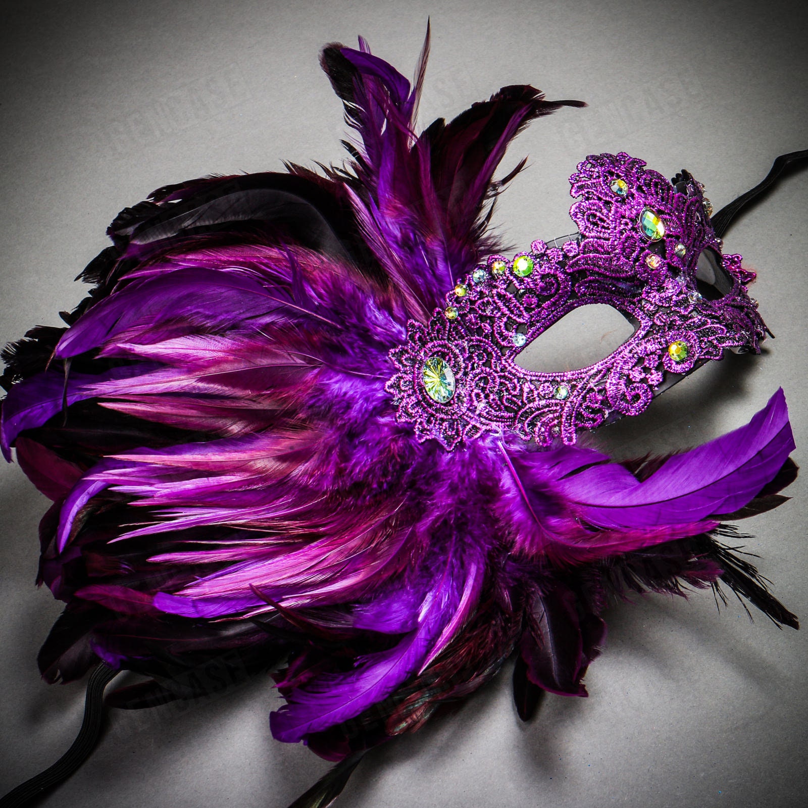 PURPLE Women Luxury Couple's Carnival Venetian Masquerade Mask With ...