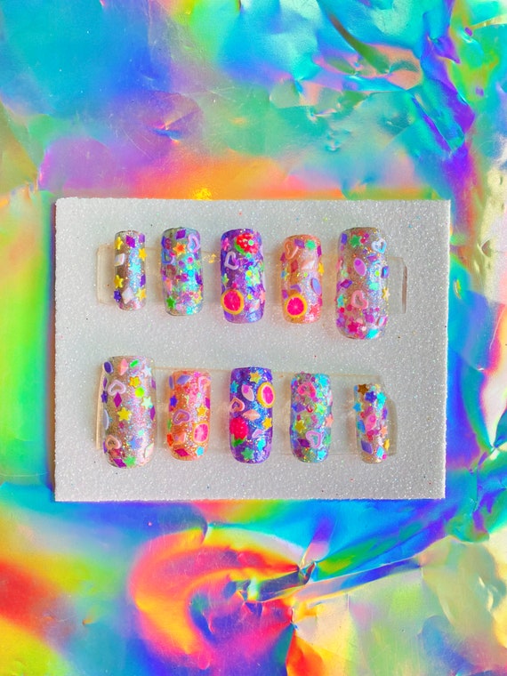 the CONFETTI PARTY bling nails