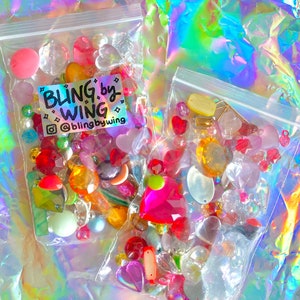 the BLING BEAD SOUP - kidcore angelcore y2k beads gemstone junk jewelry cottagecore kawaii mix bulk colorful rainbow (with freebies!)