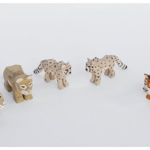 Hand Carved Wooden Noah's Ark Animals Lion, Cheetah, and Tigers