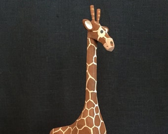 Hand Carved Wooden Giraffe