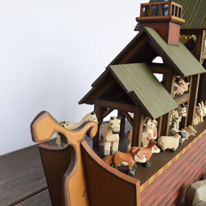 Arca de Noé de madera hecha a mano, Arca de Noé de madera, animales de madera tallados a mano imagen 7