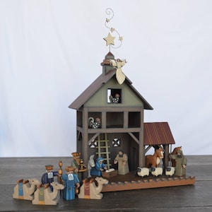 Nativity set, wooden nativity, handmade nativity