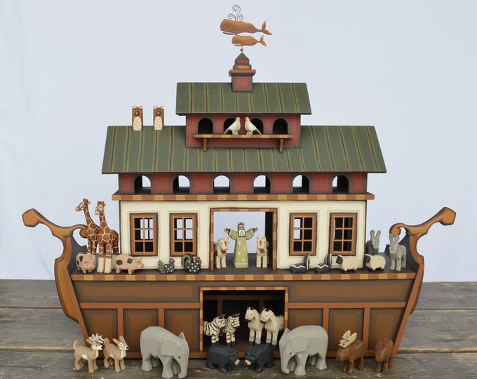 Traditional Wooden Noah's Ark, Noah's Ark, Wooden Noah's Ark, Hand ...