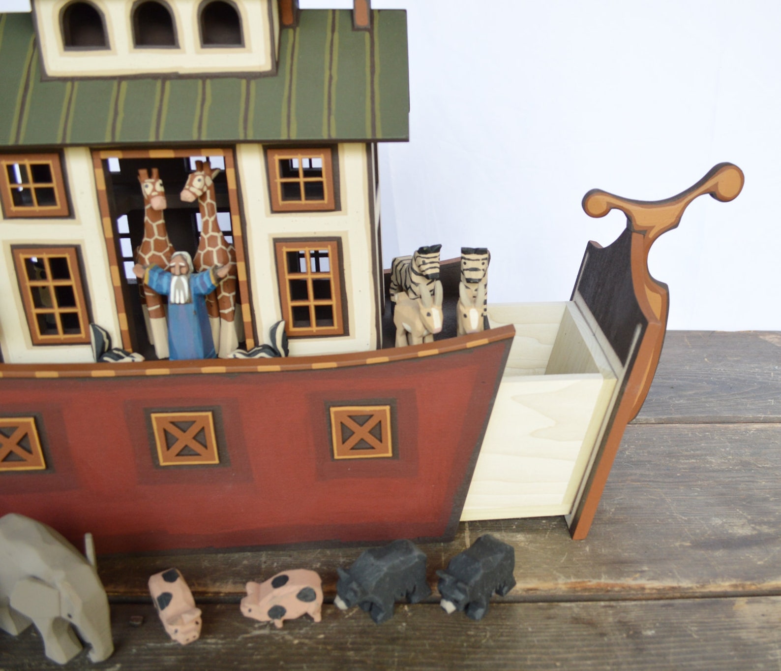 Wooden Noah's Ark Handmade Wooden Noah's Ark Hand | Etsy