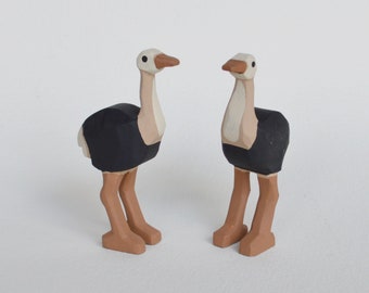 Hand carved wooden Ostrich