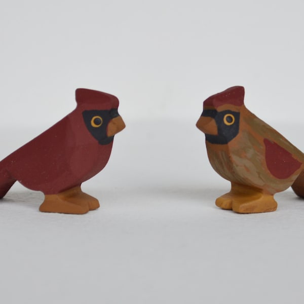 Hand Carved wooden Cardinal's