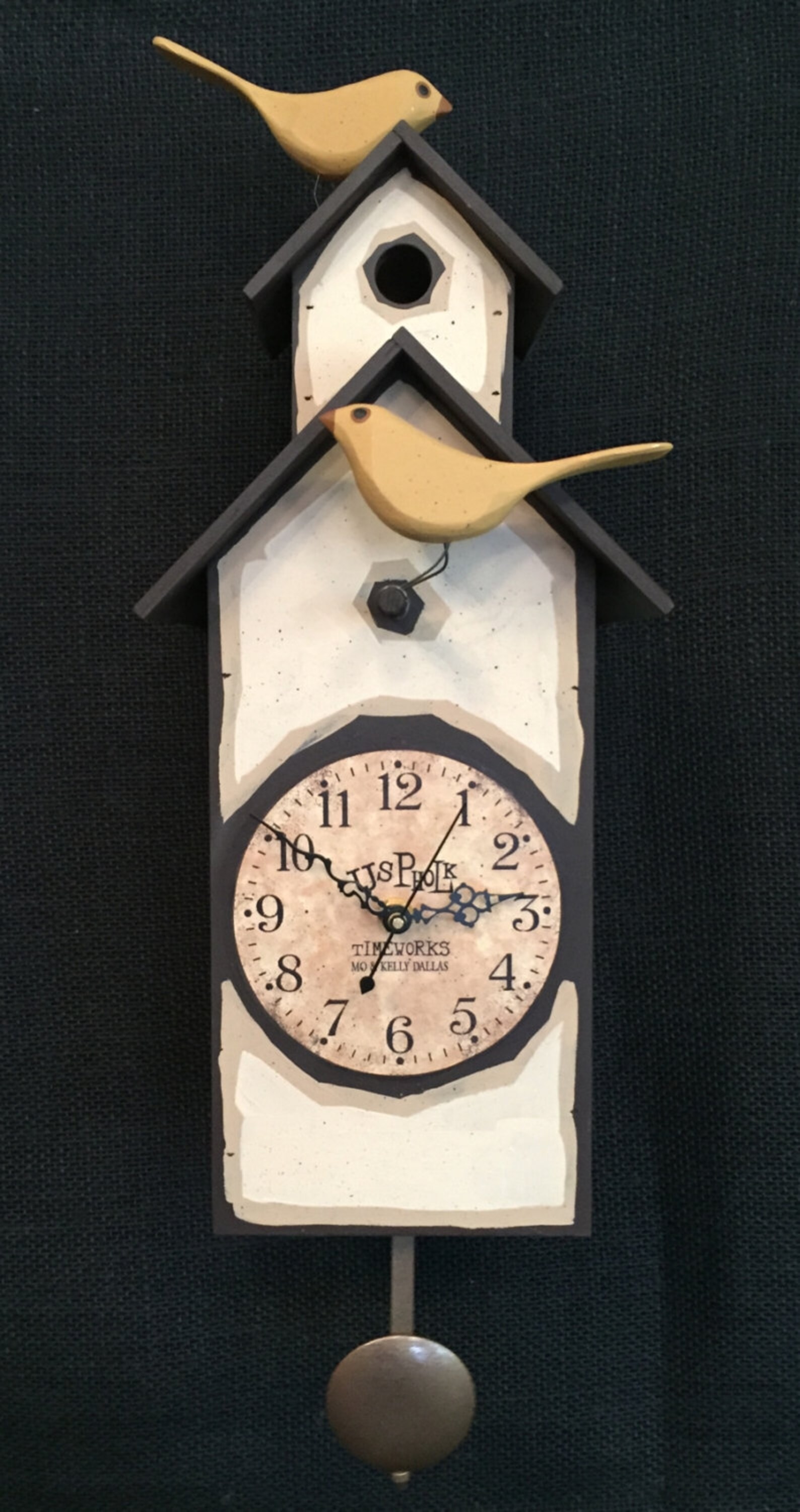 Bird House Clockcarved Birds Etsy