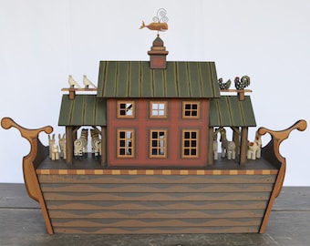 Handmade Hand Painted Wooden Noah Wooden Noah’s ark hand painted with eco-friendly paint. display picture 1