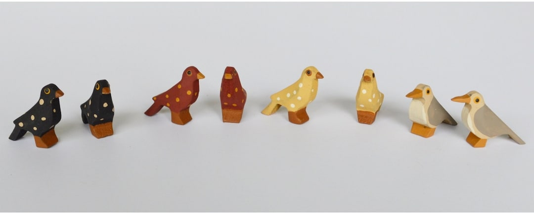 Hand Carved Wooden Noah's Ark Animals Spotted Folk Birds and Sea Gulls ...