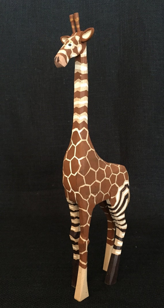 Wooden Giraffe Carving Etsy
