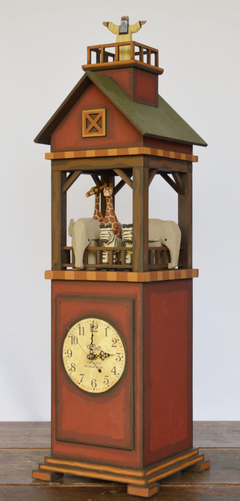 Wooden Noah's Ark Ship's Tower Clock image 1