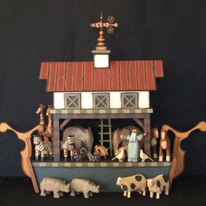 Hand carved wooden Noah's Ark