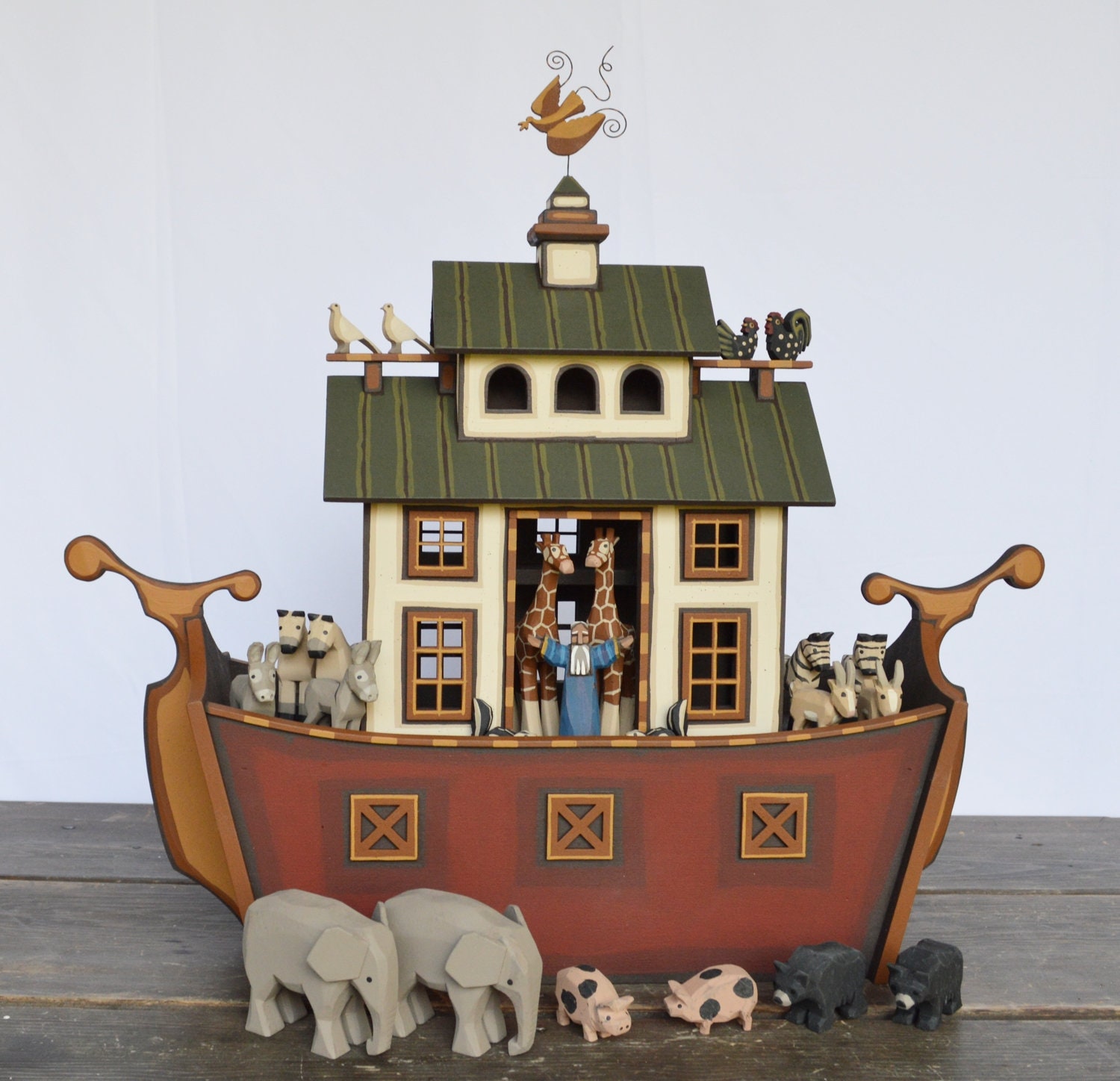 Wooden Noah's Ark Handmade Wooden Noah's Ark Hand Etsy