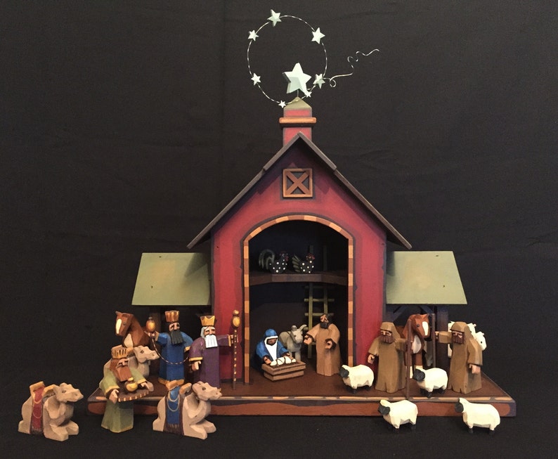 Wooden Nativity, Handmade Wood Nativity, Nativity set, Nativity Wood, Wooden Nativity Set image 1