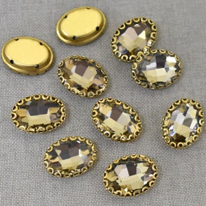 Sew on Glass Crystal Stone loose Rhinestones Crystal beads Sew On Rhinestone With Claw Catcher Made of Brass in LCT Color -15 Pieces