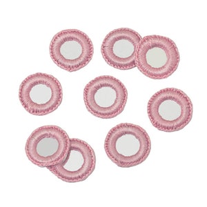 100 Pieces,Crochet Mirror/Indian crocheted Mirror/Mirror Appliques/Crochet Thread Rings with shiny Sequins/Sew on patches/Applique for craft