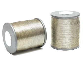 Zari Thread Metallic floss Yarn Hand Machine Embroidery Artwork Sewing Metallic Thread in Cream Color (0.1MM )