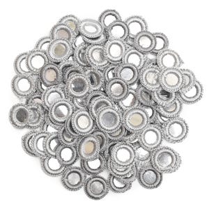 100 Pieces,Crochet Mirror/Indian crocheted Mirror/Mirror Appliques/Crochet Thread Rings with shiny Sequins/Sew on patches/Applique for craft