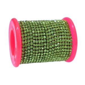 Rhinestone chain Trim Crystal Cup Chain Paradise Green Colour Crystal Cup Banding Chain for jewelry making- 5 Meters