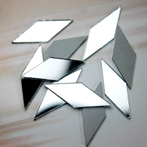 100 Stück, Diamant Form Shisha Spiegel in Silber Farbe-EMB707