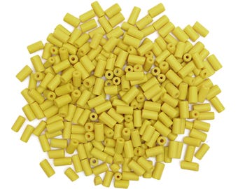 Ceramic Beads Tube Greek Unglazed lustre Finish Spacer beads for making jewelry and Craft in Lemon Yellow Color -4x10MM-380 Beads