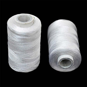 Art Silk Thread in White Color,Art Embroidery silkyarn,Embroidery Thread,indian silk thread,Viscose Rayon Silk thread-2Roll(984Yard/Roll)