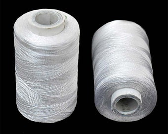 Art Silk Thread in White Color,Art Embroidery silkyarn,Embroidery Thread,indian silk thread,Viscose Rayon Silk thread-2Roll(984Yard/Roll)