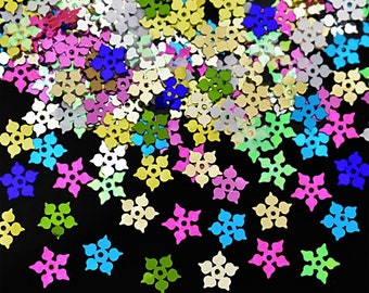 Paillettes de 8 mm, paillettes florales, paillettes en vrac, paillettes à trou central, paillettes pour loisirs créatifs, couleurs assorties - 50 g