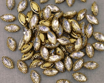 Sew on Glass Crystal Stone loose Rhinestones Crystal beads Sew On Rhinestone With Claw Catcher Made of Brass in Pale Gold  Color-25 Pieces,