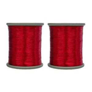 Zari Thread Metallic floss Yarn Hand Machine Embroidery Artwork Sewing Metallic Thread in Red Color (0.1MM )