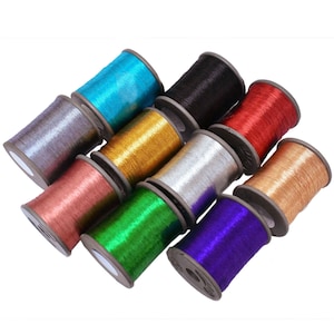 Zari Thread Metallic floss Yarn Hand Machine Embroidery Artwork sewing Metallic Thread-Combo Pack- 10 Colors- Size 0.1MM