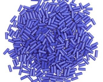 Keramische kralenbuisjes, Grieks, ongeglazuurd, glanzende afwerking. Afstandskralen voor het maken van sieraden en knutselwerk in Monaco-blauw - 320 kralen - 4 x 10 mm
