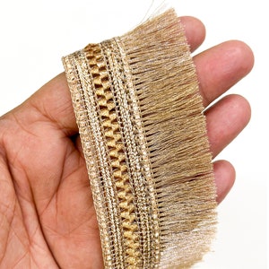 Embroiderymaterial Fringe Gota Patti Lace Boarder Heavy for Saree, Craft, Blouse, Lehnga & Decoration (4.5CM Width, Rose Gold, 18 Mtr)