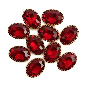10 piezas, color rojo, piedra de cristal para coser con atrapaflores/cuentas de diamantes de imitación/diamantes de imitación para coser con atrapagarras hechos de latón