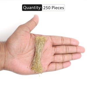 Alfileres de latón con cabeza esférica y doble punta redonda, para joyería, color dorado, 250 piezas imagen 5