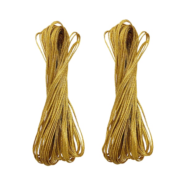 Metallic Soutache Braided Cords For Embroidery & Jewelry Making, Gold Color, 3MM, 40 Mtr