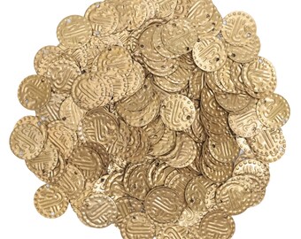 14MM Coin Shape Double-Hole Gold Sequins/Metal charms/Round Metal Beads - EMBMS5211