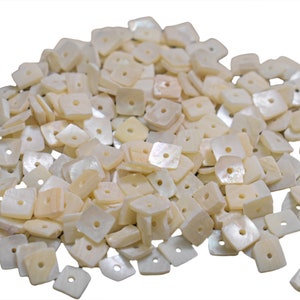 Botones de concha de fregona con forma cuadrada y orificio central único, 6MM, 288 piezas