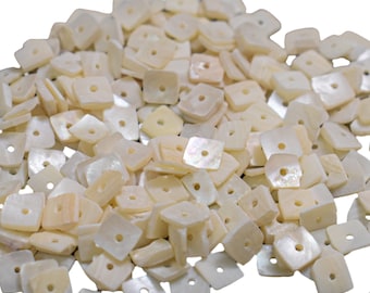 Single Centre Hole Square Shape MOP Shell Buttons 6MM 288 Pieces